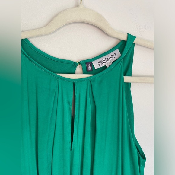 Jennifer Lopez Silky Maxi Dress Keyhole Tie Waist in Kelly Green Size 2 Small - Picture 4 of 8
